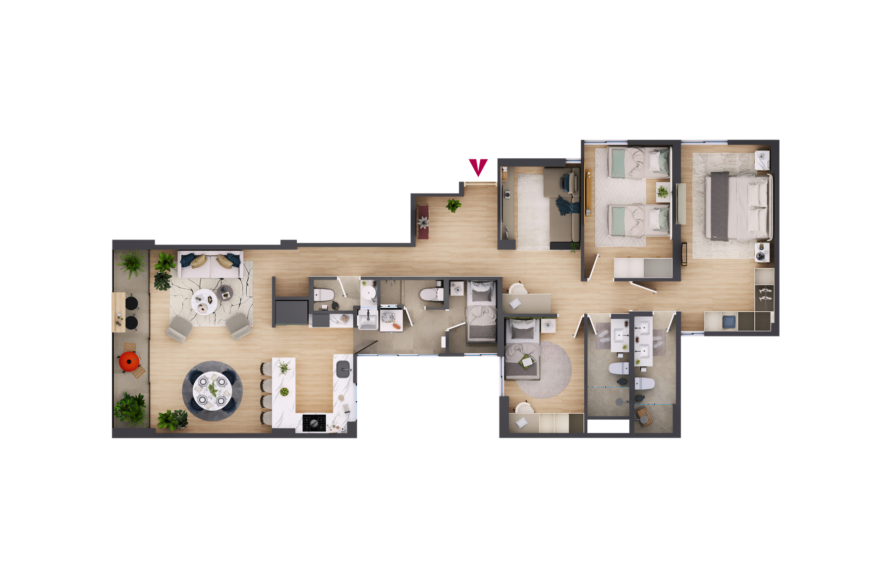 Plano del departamento tipología B