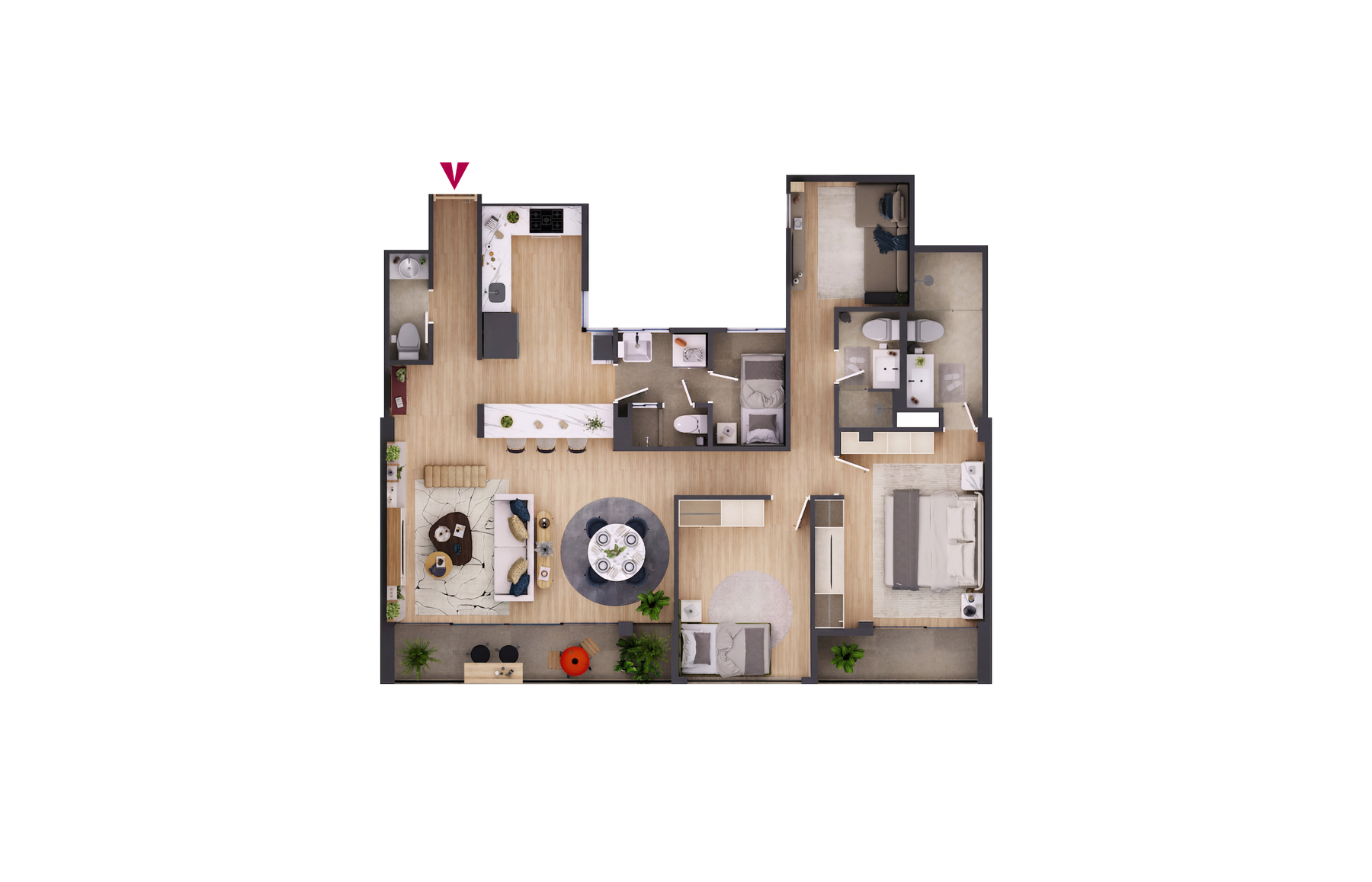 Plano del departamento tipología C